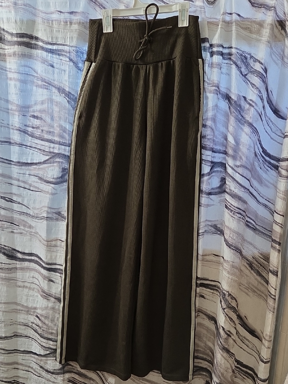 Halara Wide Leg Drawstring Track Pants with Side Stripe